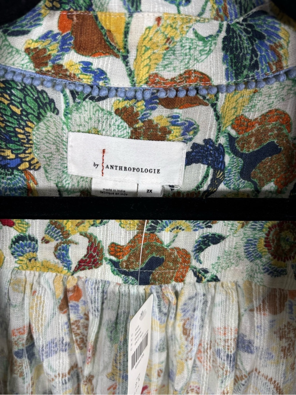 Anthropologie Multicolor Floral Wrap Blouse With Crop Bralette Top NWT 2X - Picture 3 of 16